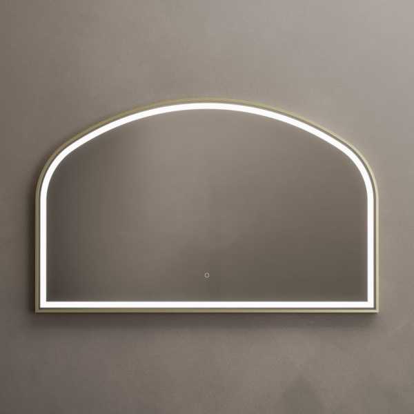 Lomax Light Overmantle Arch Mirror - Brushed Brass